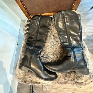 Franco Sarto Black Leather Riding Boots, size 7